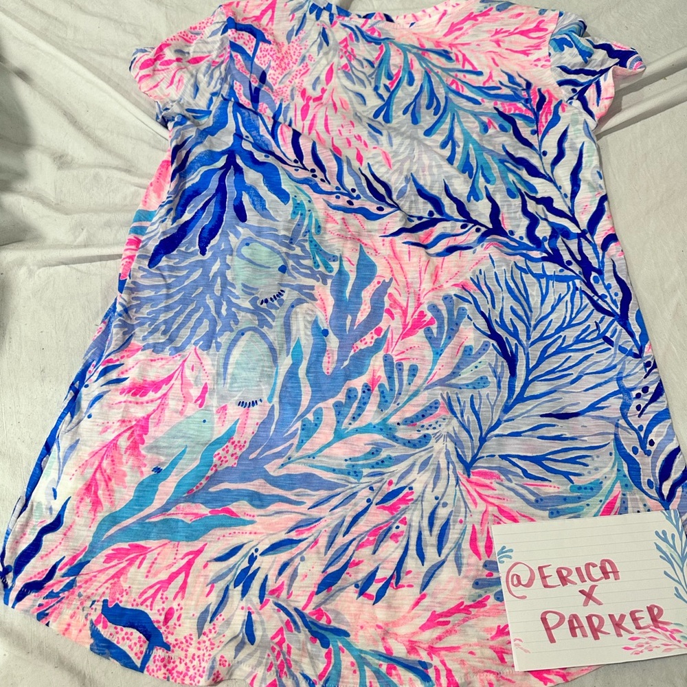 XS Lilly Pulitzer Etta Top in Kaleidoscope Coral - Picture 6 of 6